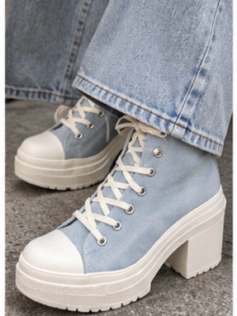 Converse Light Blue high top hell boots